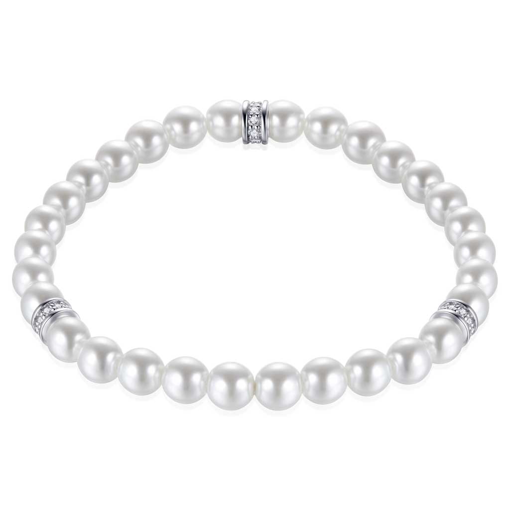 319210-2R20-144 | Damenarmband Bergneustadt 319210 | B1011 925 Silber rhodiniert Perle-Imitation weiß / s.Zirkonia 
