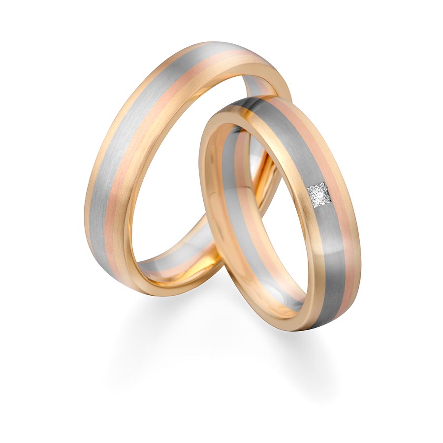 Trauringe Bergneustadt 585 Gelbgold, Weißgold+Pd+Pd, Rotgold 514734-50