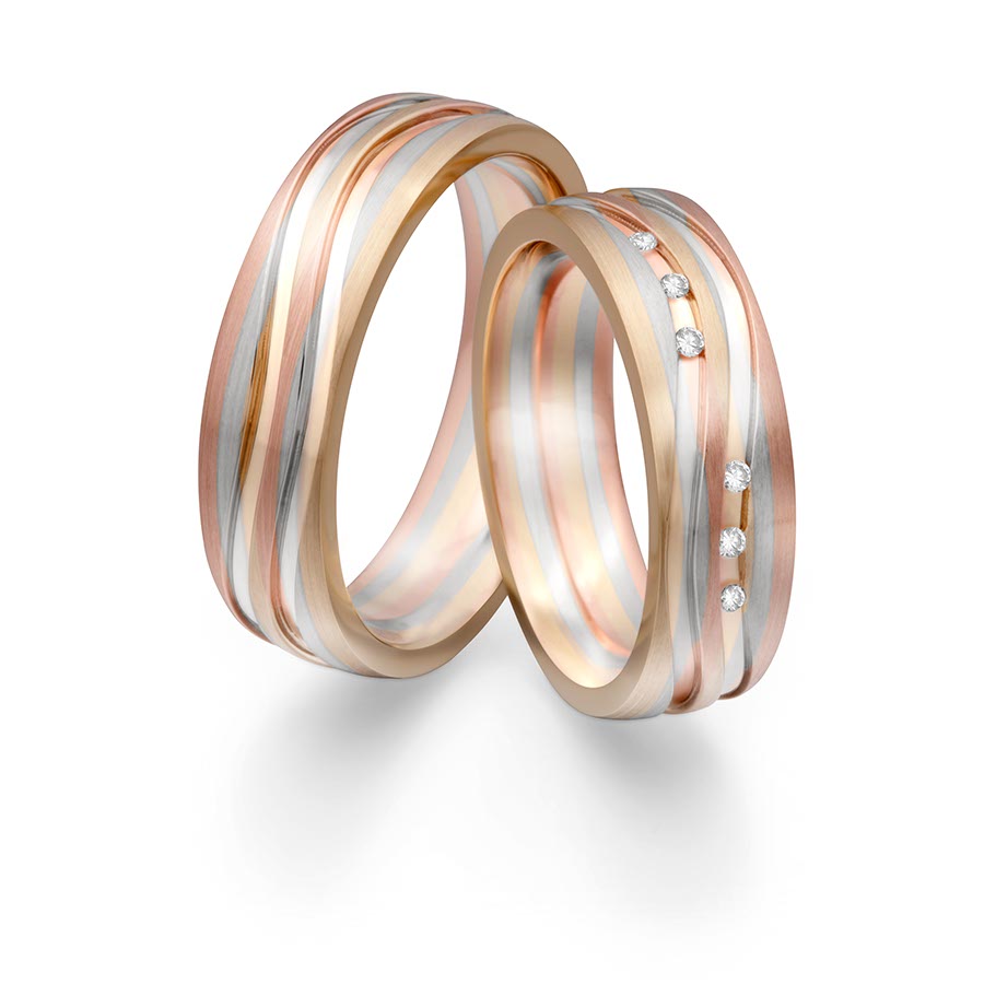 Trauringe Bergneustadt 585 Gelbgold, Weißgold+Pd+Pd, Rotgold 514736-60