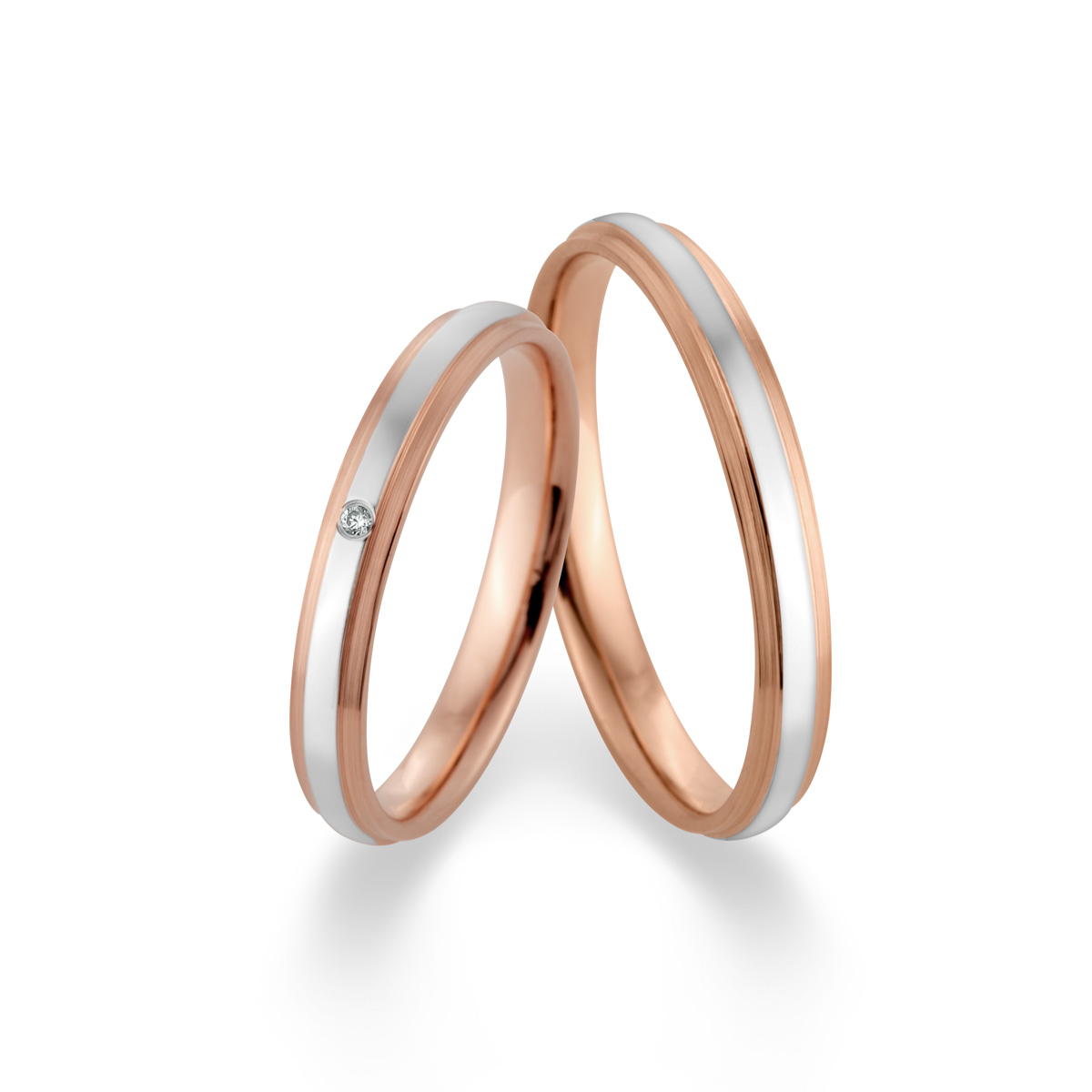 Trauringe / Eheringe 950 Platin, 750 Rotgold 514795-30