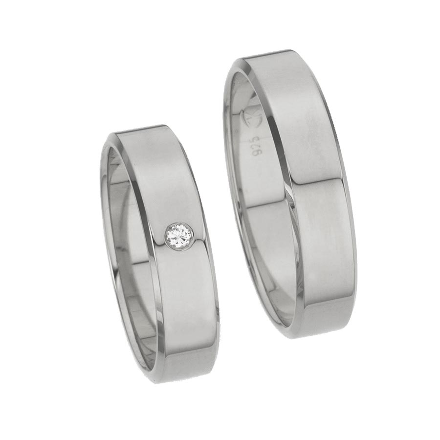 Trauringe / Eheringe 585 Weißgold+Pd 511005-50