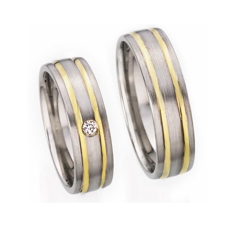 Trauringe / Eheringe 925 Silber, 585 Gelbgold 513202-60