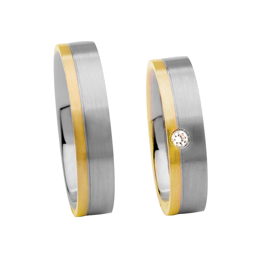 Trauringe / Eheringe 925 Silber, 585 Gelbgold 513206-50