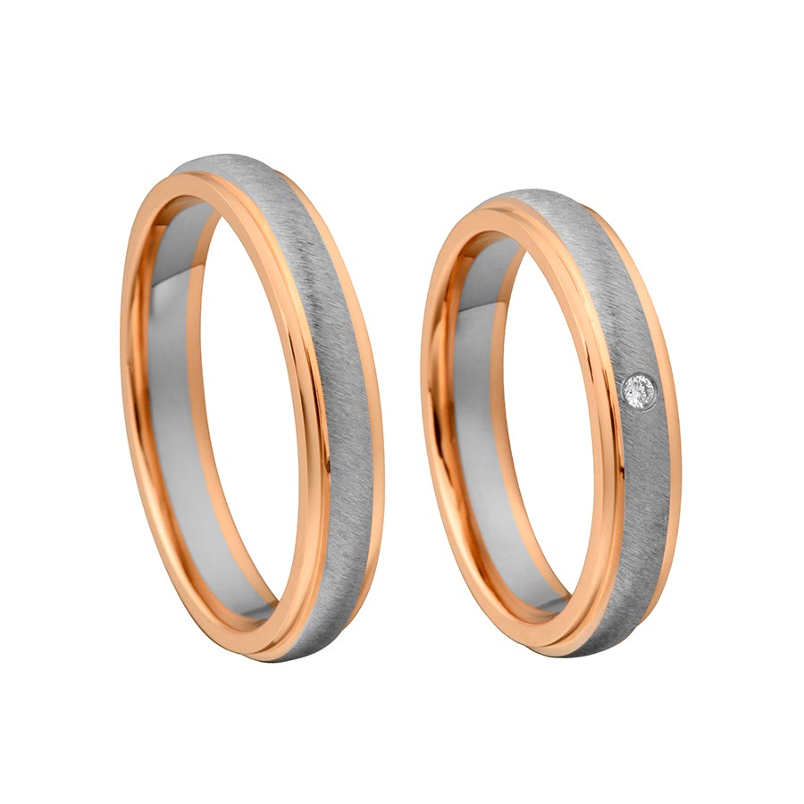 Trauringe / Eheringe 375 Rotgold, Weißgold+Pd 514720-40